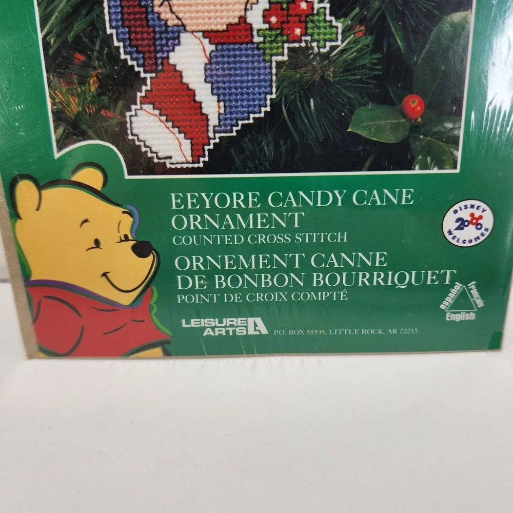 Disney Eeyore Candy Cane Ornament Counted Cross Stitch Kit Perforated Plastic Nw